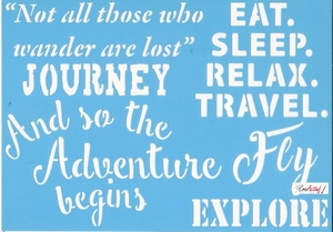 Pronty 470.529.009 blue Stencil  Travel quotes 2  Adventure