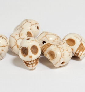 H&CFun 12256-5601 Skull Beads 7stuks, 10x12mm, wit
