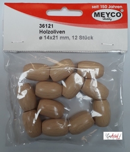 Meyco 361-21 Naturel houten macrame kralen olijfvormig 21mm