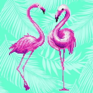 Diamond Painting Art Kit 49353 Flamingo Duo ca. 32x32cm