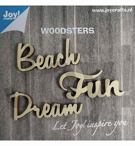 JoyCrafts Woodsters 6320/0008 Houten woord Work,Dream,Beach
