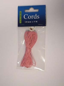 H&C Fun 12283-8303 Waxed Cotton Cord 1 mm Pink