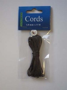 H&C Fun 12283-8310 Waxed Cotton Cord 1 mm Dark Brown