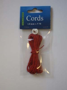 H&C Fun 12283-8311 Waxed Cotton Cord 1 mm Red