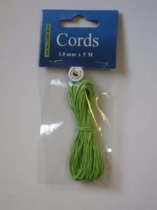 H&C Fun 12283-8314 Waxed Cotton Cord 1 mm Neon Green