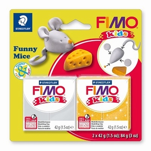 Fimo Kids set 8035-11 Funny Mice, 2 kleuren