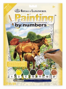 R&L Painting by numbers PJS81-3T A4 Paarden (Merrie+veulen)
