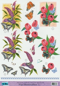 3D knipvel Top Butterflies nr.1 Vlinders en bloemen