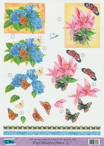 3D knipvel Top Butterflies nr.2 Vlinders en bloemen