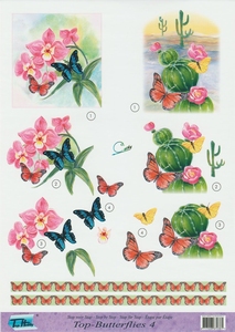 3D knipvel Top Butterflies nr.4 Vlinders en bloemen