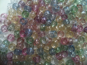 Pony beads 9mm Glitter transp. multi color ca.75stuks/20gram