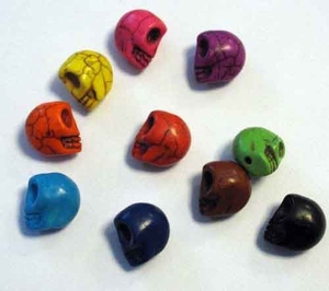 H&CFun 12256-5603 Skull beads diverse kleuren 10stuks