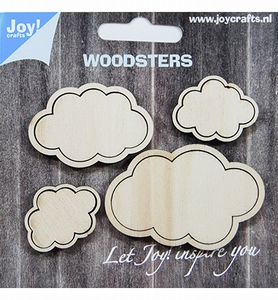 JoyCrafts Woodsters 6320/0020 Houten Wolken 4stuks