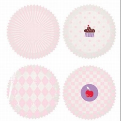 Rico 70000.40.06 Papieren mini cupcake vormpjes Roze-Wit