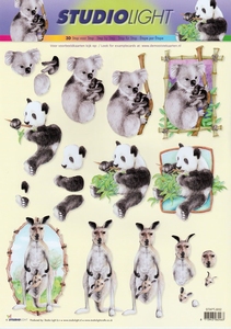 Studio Light 3D knipvel STAPTJ932 Panda, Koala, Kangoeroe