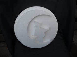 Styropor snijvorm Heksje op maan + achtergrond 30cm 2-delig