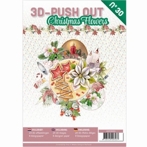 3D-Push Out boek 3DPO10030 Christmas Flowers