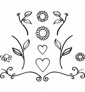 FG2462 Quilling Clear Stamp Flowers and Hearts 7,5x8cm