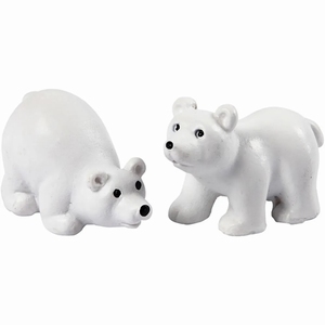 Creotime 69837 Miniatuur ijsberen 2 stuks, 3x4,5cm groot