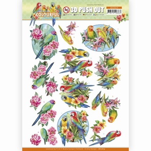 3D Push-Out vel SB10619 Amy/ Colourful Feathers/ Parrot