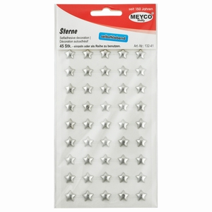 Meyco 132-41 Zelfklevende sterretjes 10mm 45stuks Zilver**