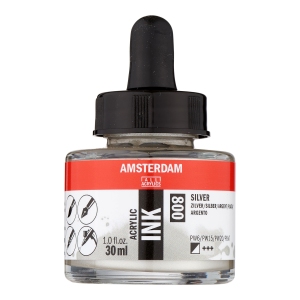 Amsterdam Acrylic ink pot 30ml 800 Zilver