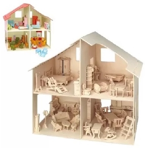 Pebaro PB0880 houten bouwpakket Poppenhuis met meubels