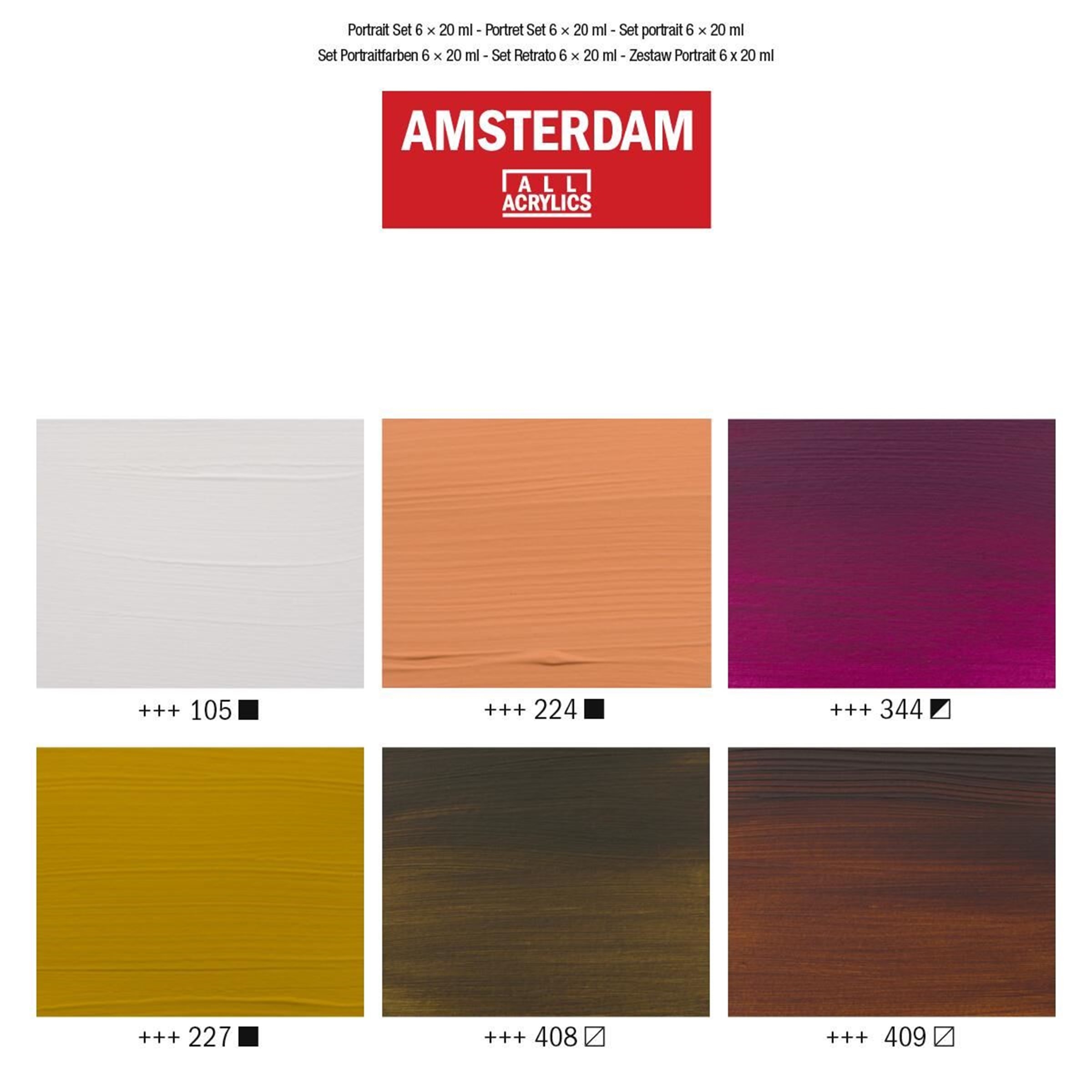 Amsterdam  17820502 standard acryl set 6x20ml Portretkleuren