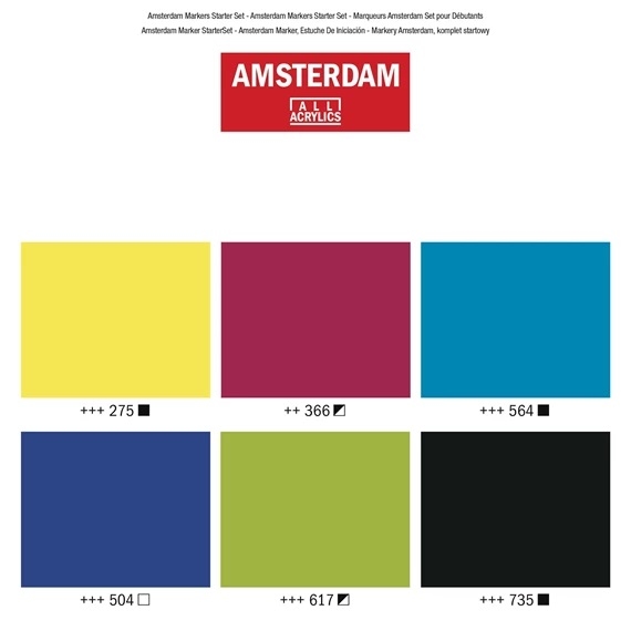 Amsterdam 17519002 Acrylic ink Marker set basisset 6 kleuren
