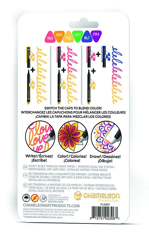 Chameleon FL0601 Fineliners (waterbasis) set Primary colors
