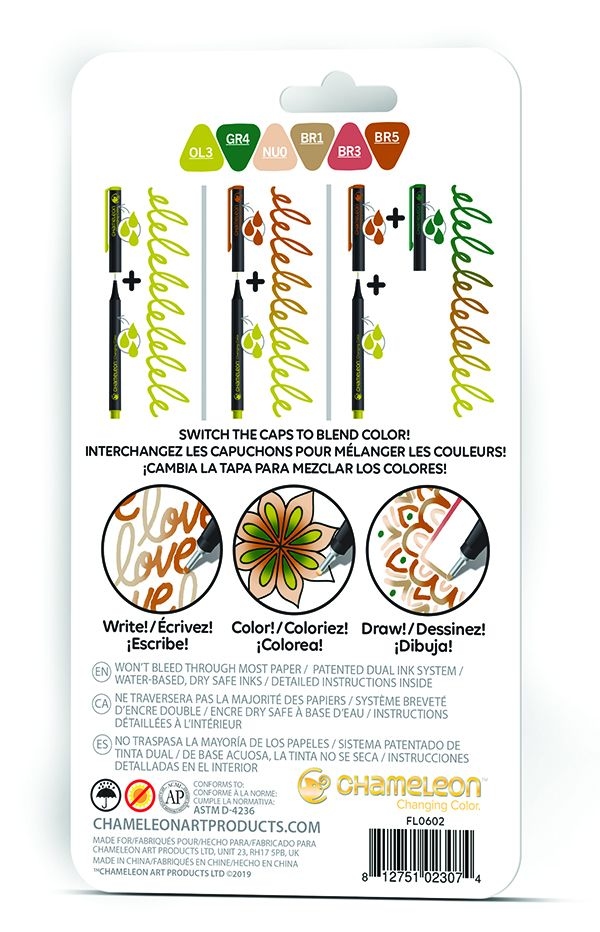 Chameleon FL0602 Fineliners (waterbasis) set Nature colors