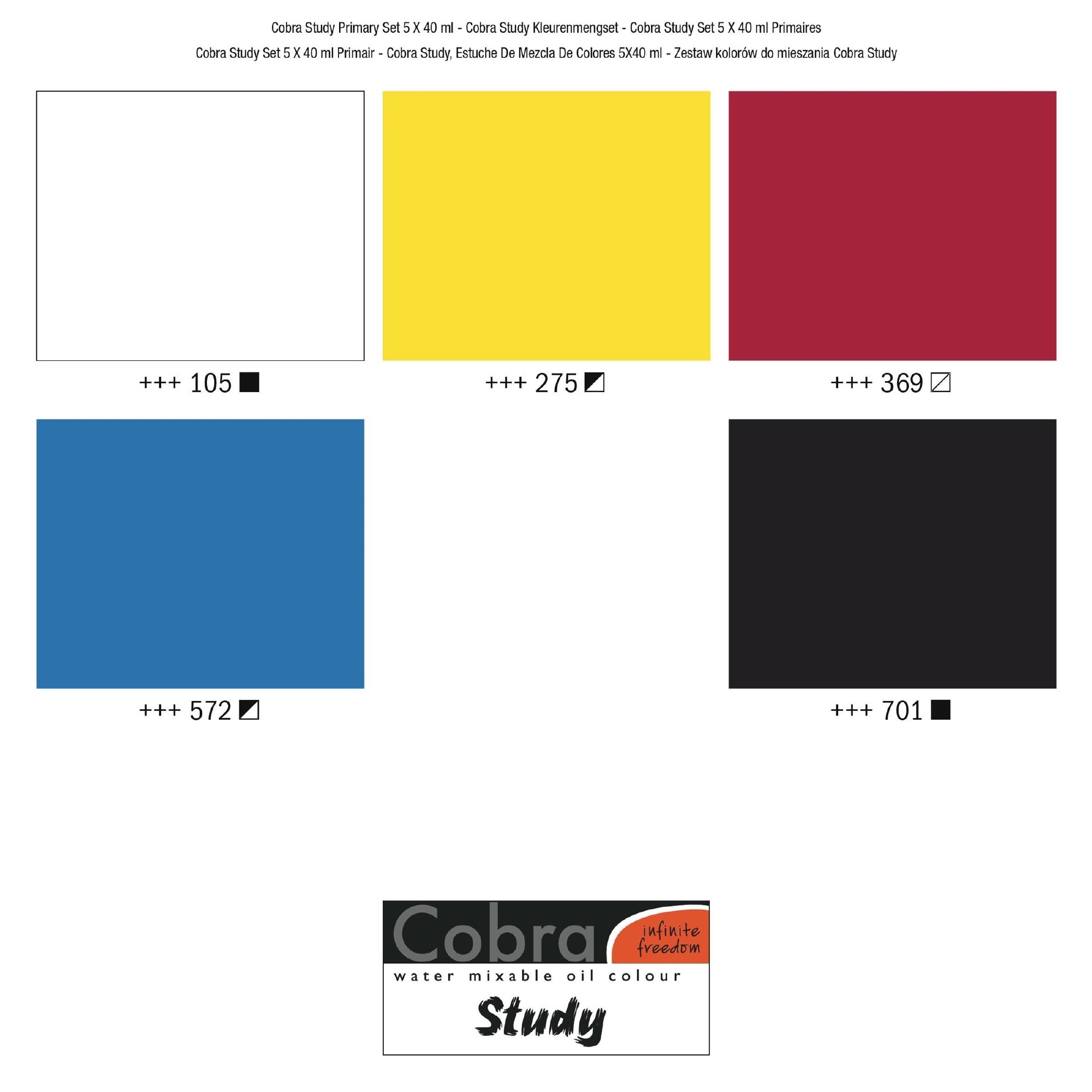 Cobra Study 25820406 set5x40ml waterverm.olieverf AANBIEDING