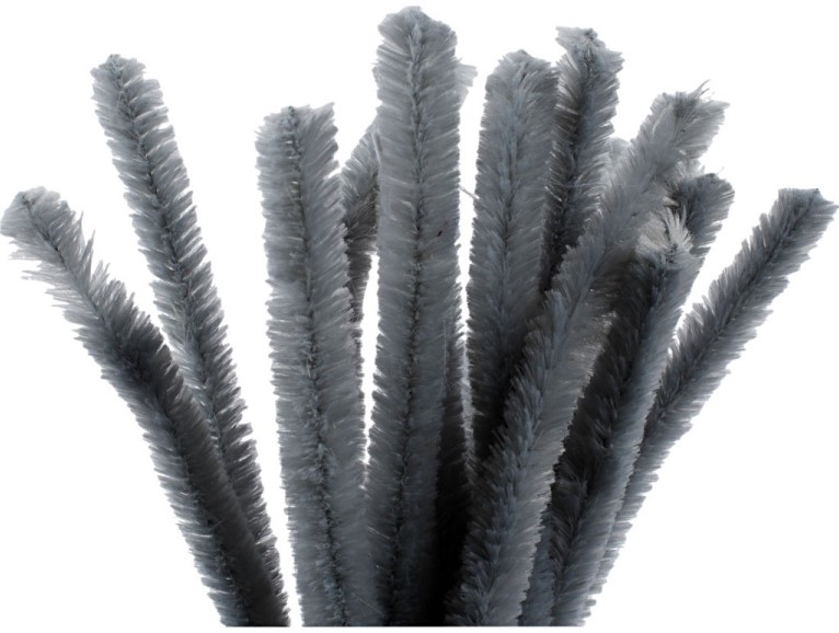 Creotime 51627 Chenilledraad Grijs (dik) 15mm/15stuks