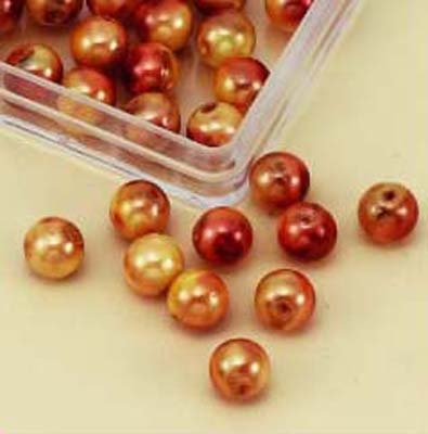 H&CFun 12056-5602 Oilpainted beads 8mm - Rood/geel