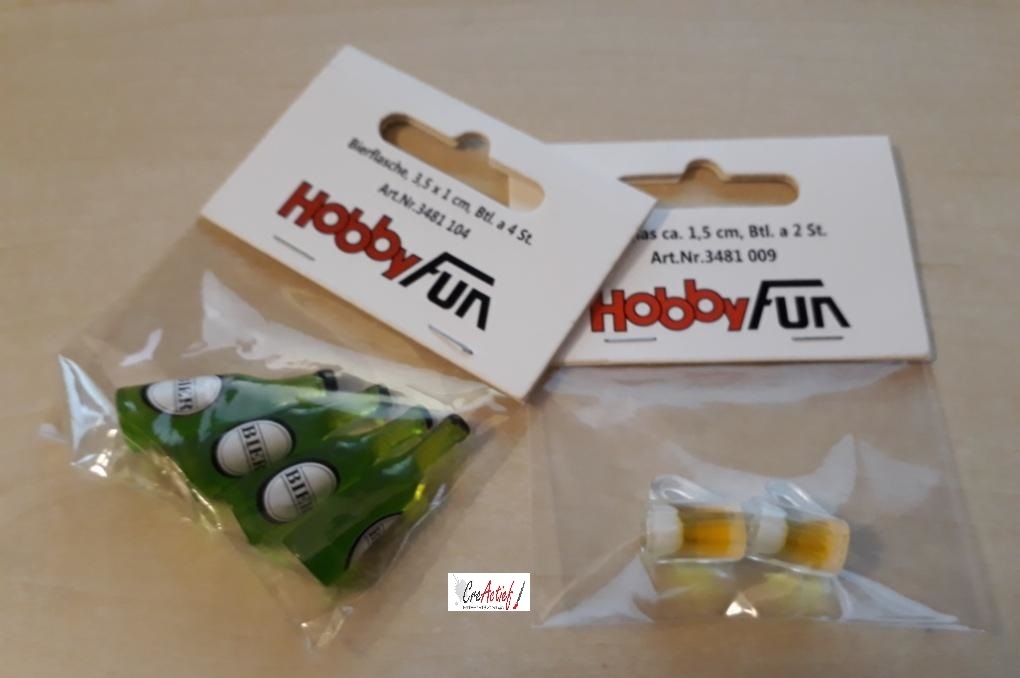 HobbyFun 3481009 miniaturen 2 Bierpullen circa 1,5cm