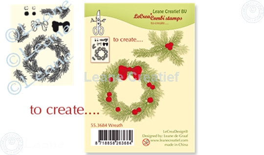 LeCreaDesign 55.3684 Clear Stamp, combi Wreath/Kerstkrans