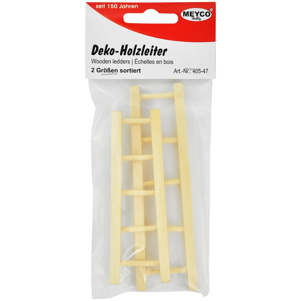 Meyco 405-47 mini houten ladder, 2 stuks (10 en 12cm)