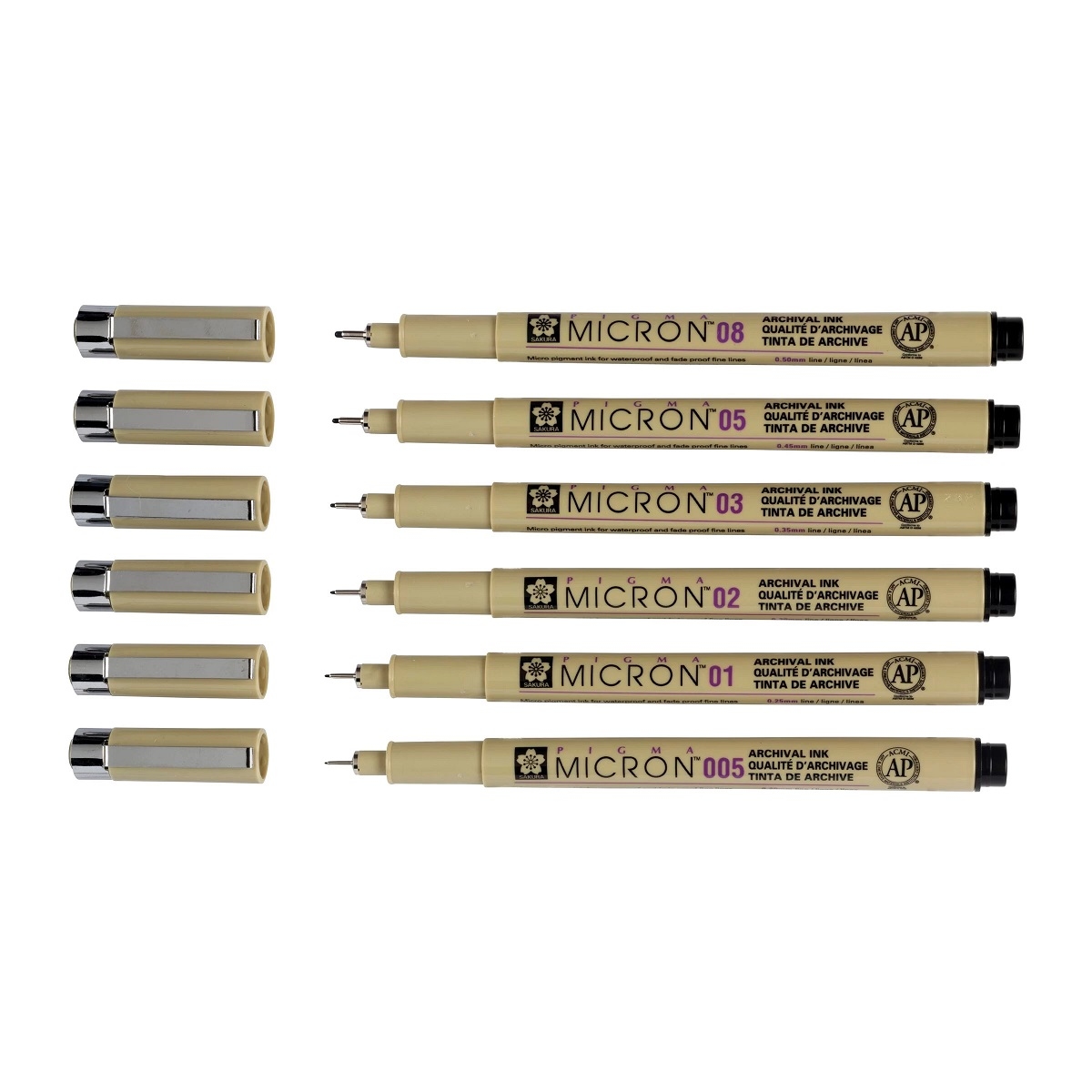 Sakura Pigma Micron set POXSDKB6P Zwart 4 + 2 (totaal 6 fineliners)