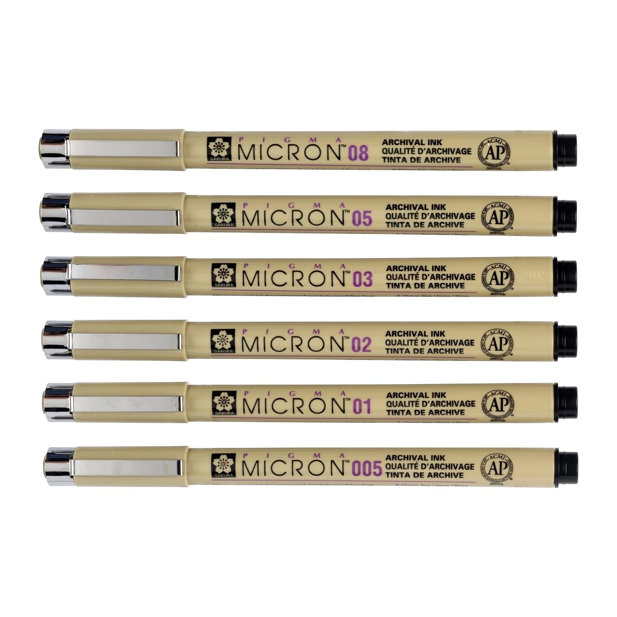 Sakura Pigma Micron set POXSDKB6P Zwart 4 + 2 (totaal 6 fineliners)