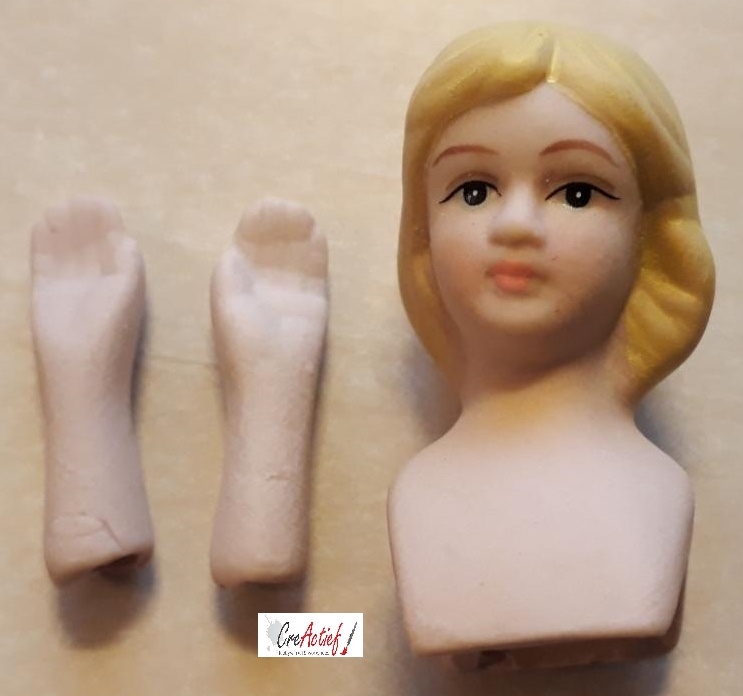 xCrea Doll DH800032 poppensetje mini hoofd en handjes meisje