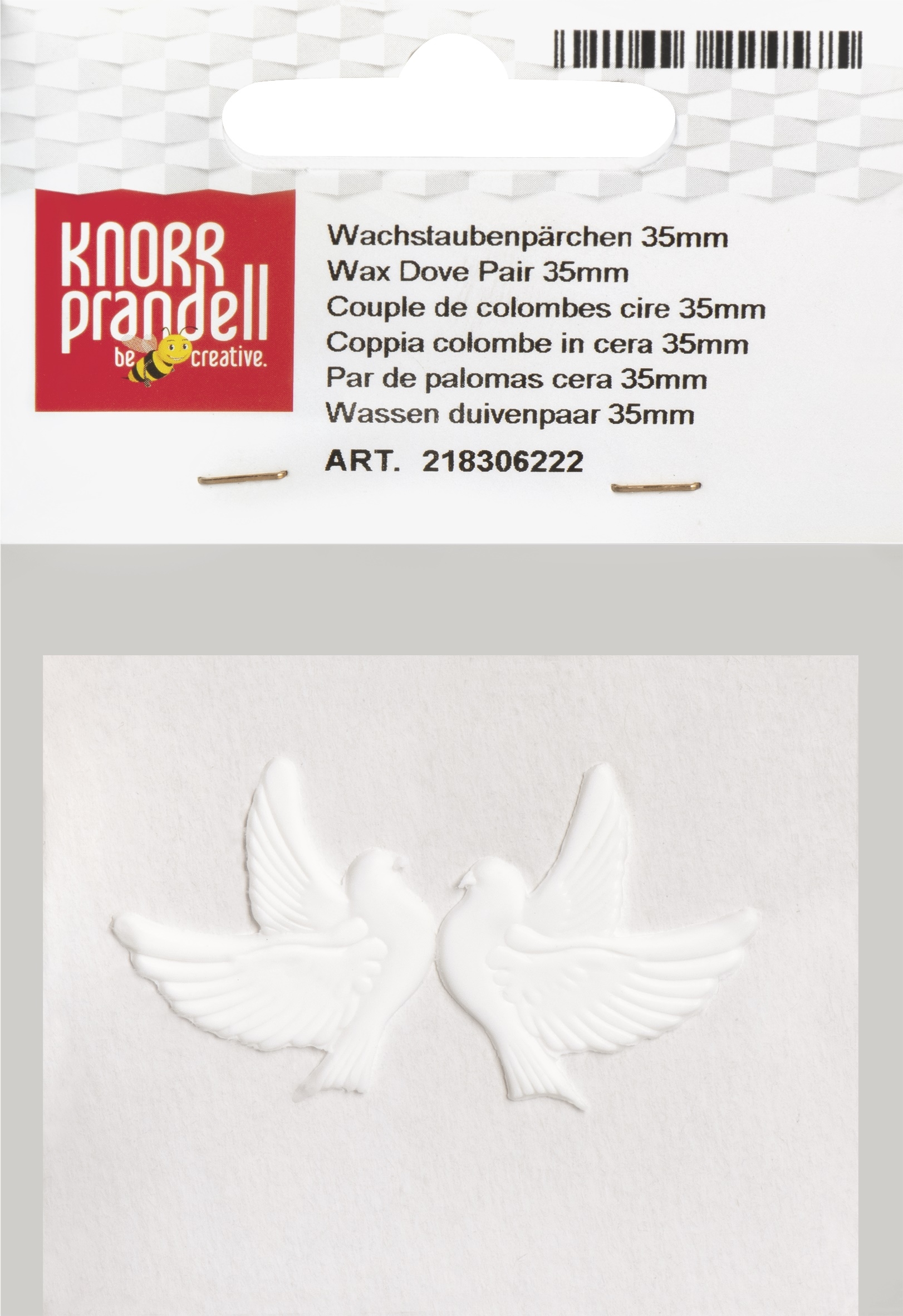 xKP2183062-22 Kaarsen wasdecoratie Duivenpaar wit 35mm